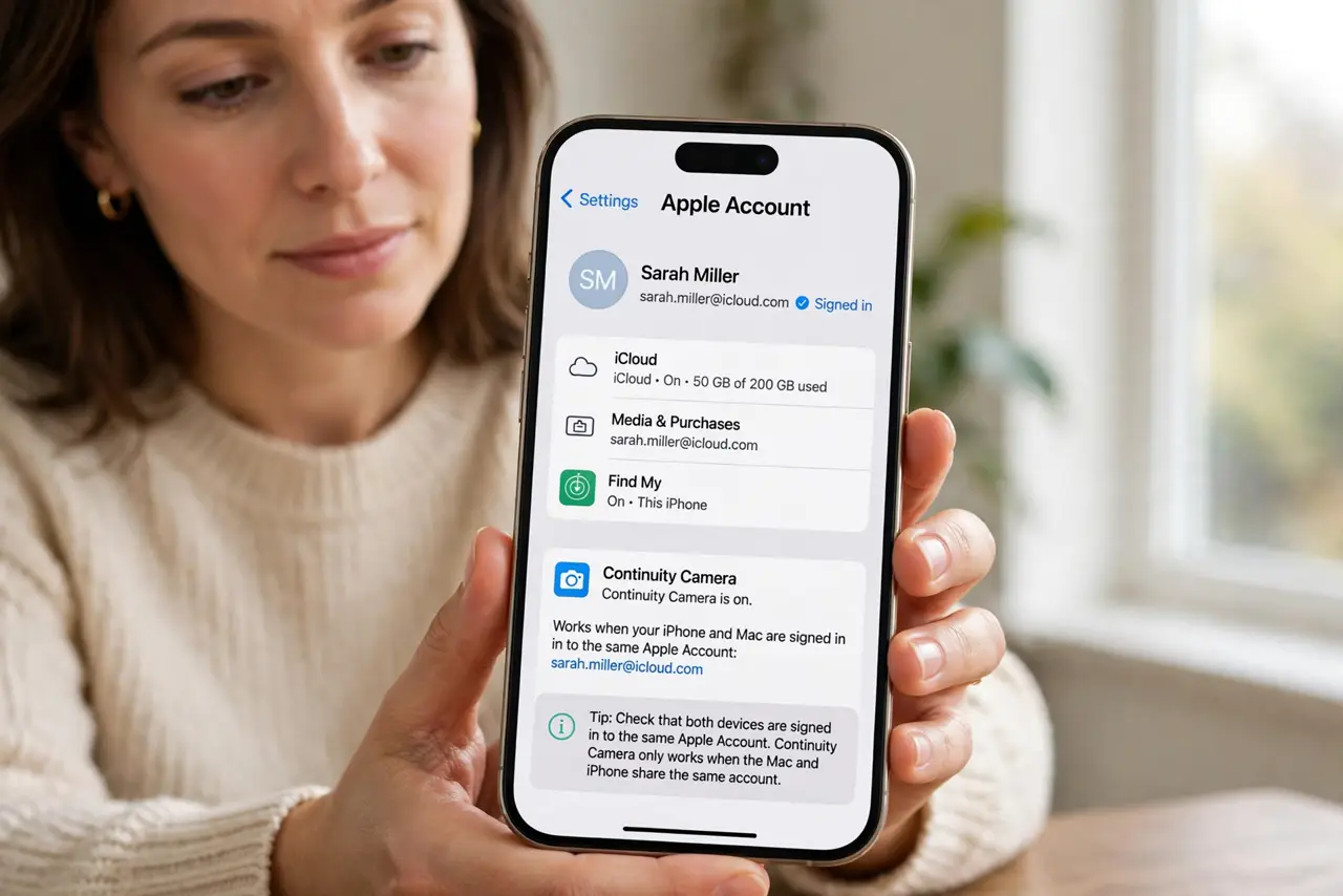 Continuity Camera Will Not Connect? Fix It — step 1 being performed on the device.