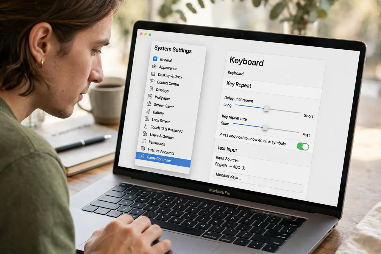 A person performing step 1: Open Keyboard settings.