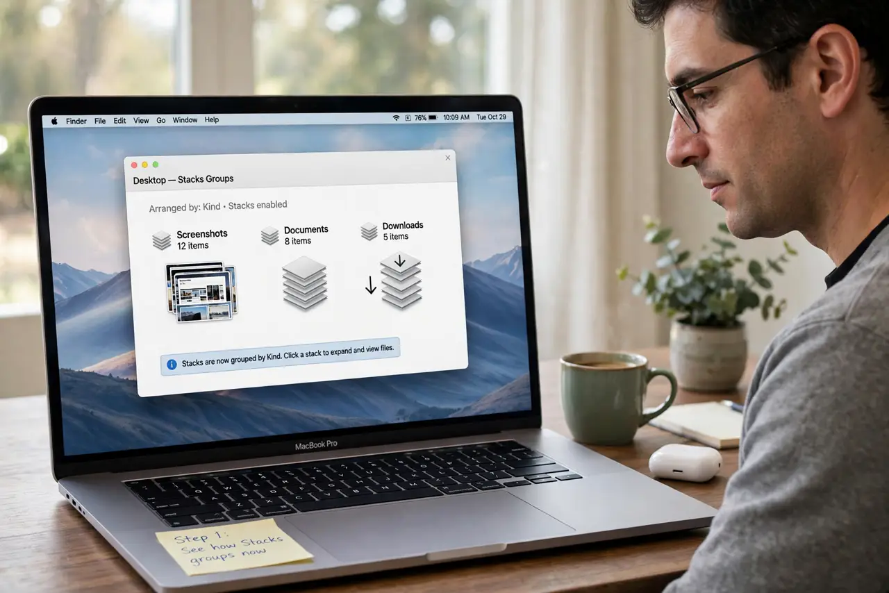 A person performing the first step: See how Stacks groups now.