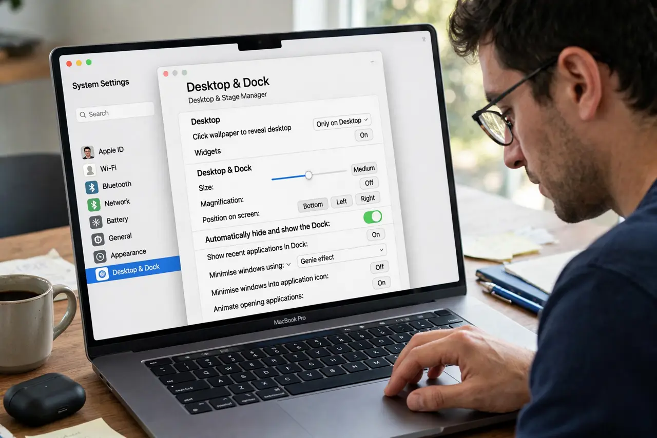 A person performing step 1: Enable autohide first.