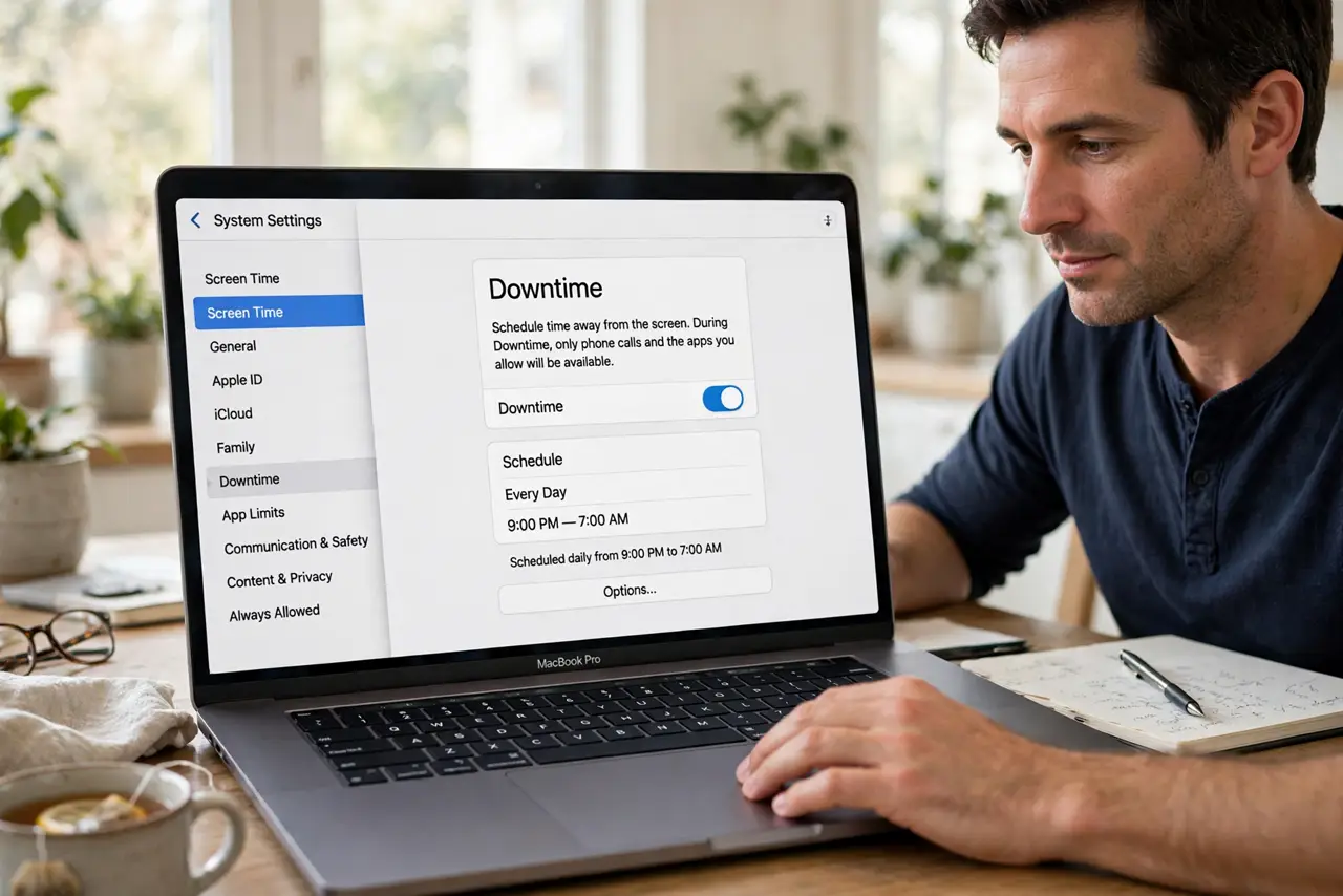 A person carrying out step one: find the downtime schedule.