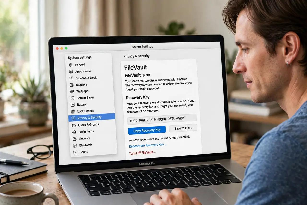 Your FileVault Recovery Key Is Missing — photo showing the situation described in the guide.