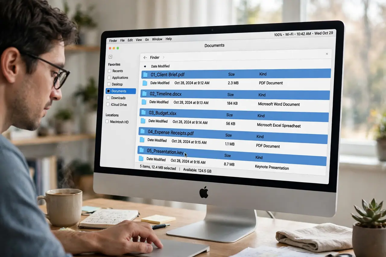 A person performing step 1: Select the files.