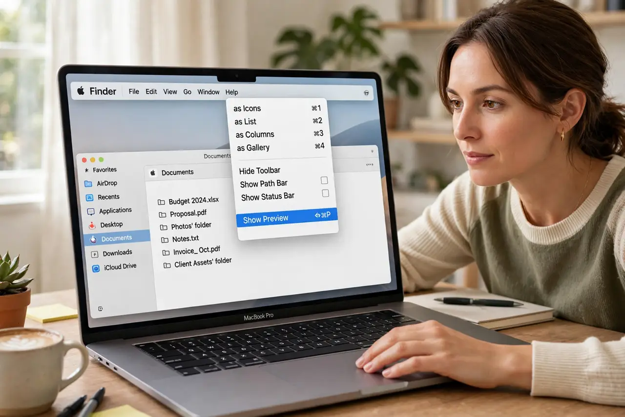 Finder Column View Previews Go Missing — step 1 being performed on the device.