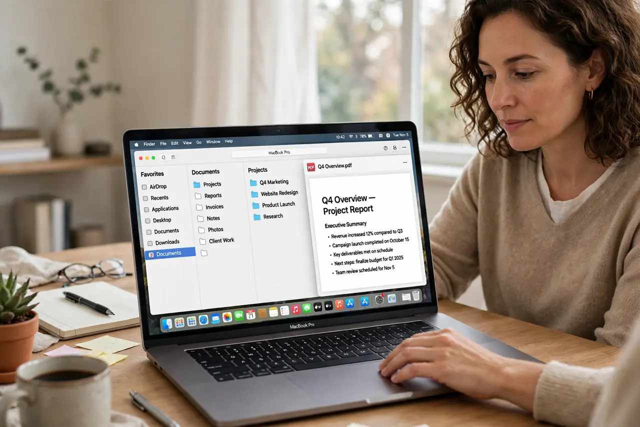 Finder Column View Previews Go Missing — photo showing the situation described in the guide.