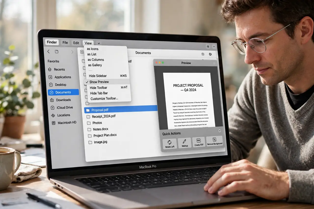 Finder Quick Actions Go Missing? Fix Them — step 1 being performed on the device.
