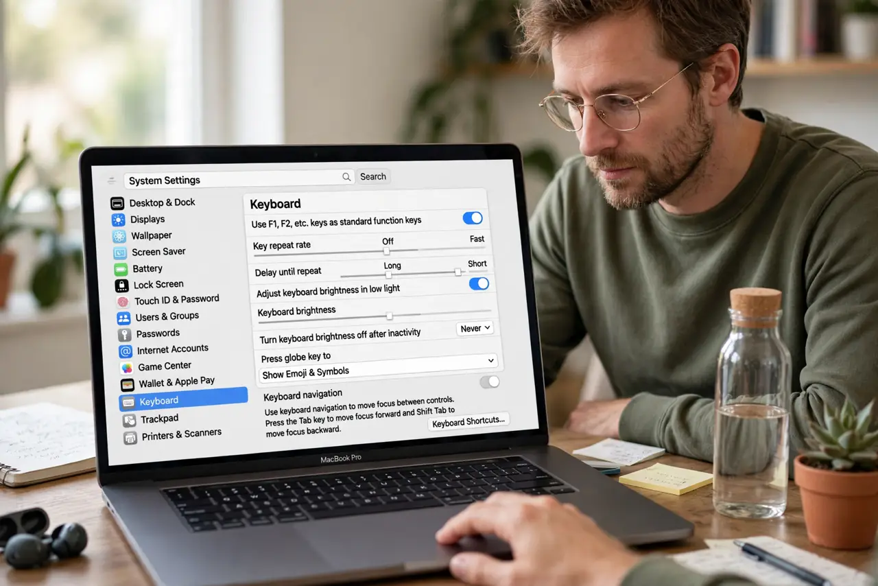 A person performing step 1: Open Keyboard settings.