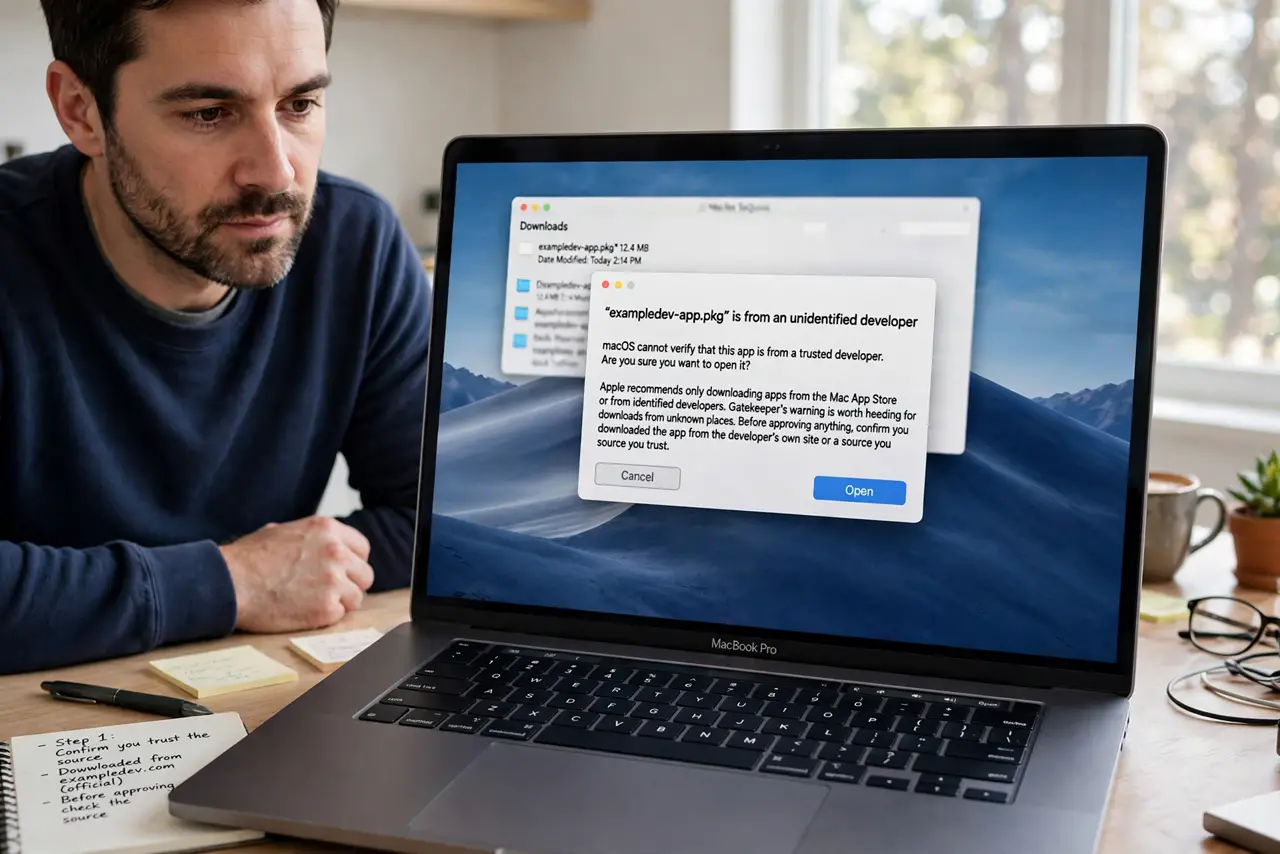 Gatekeeper Blocks an App You Trust on Mac — step 1 being performed on the device.