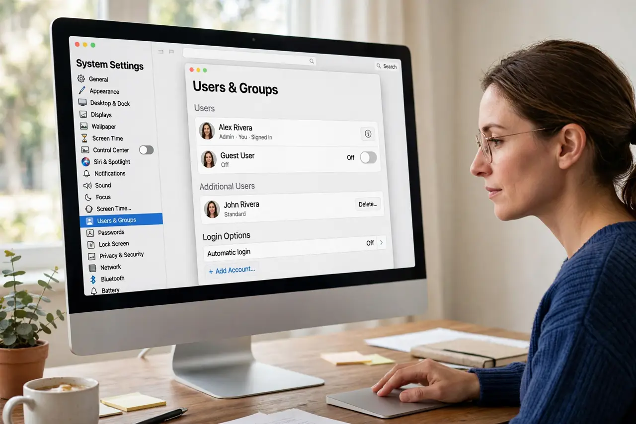 Step 1 in action for A Guest User Appeared on Your Login Screen: Check Users and Groups first.