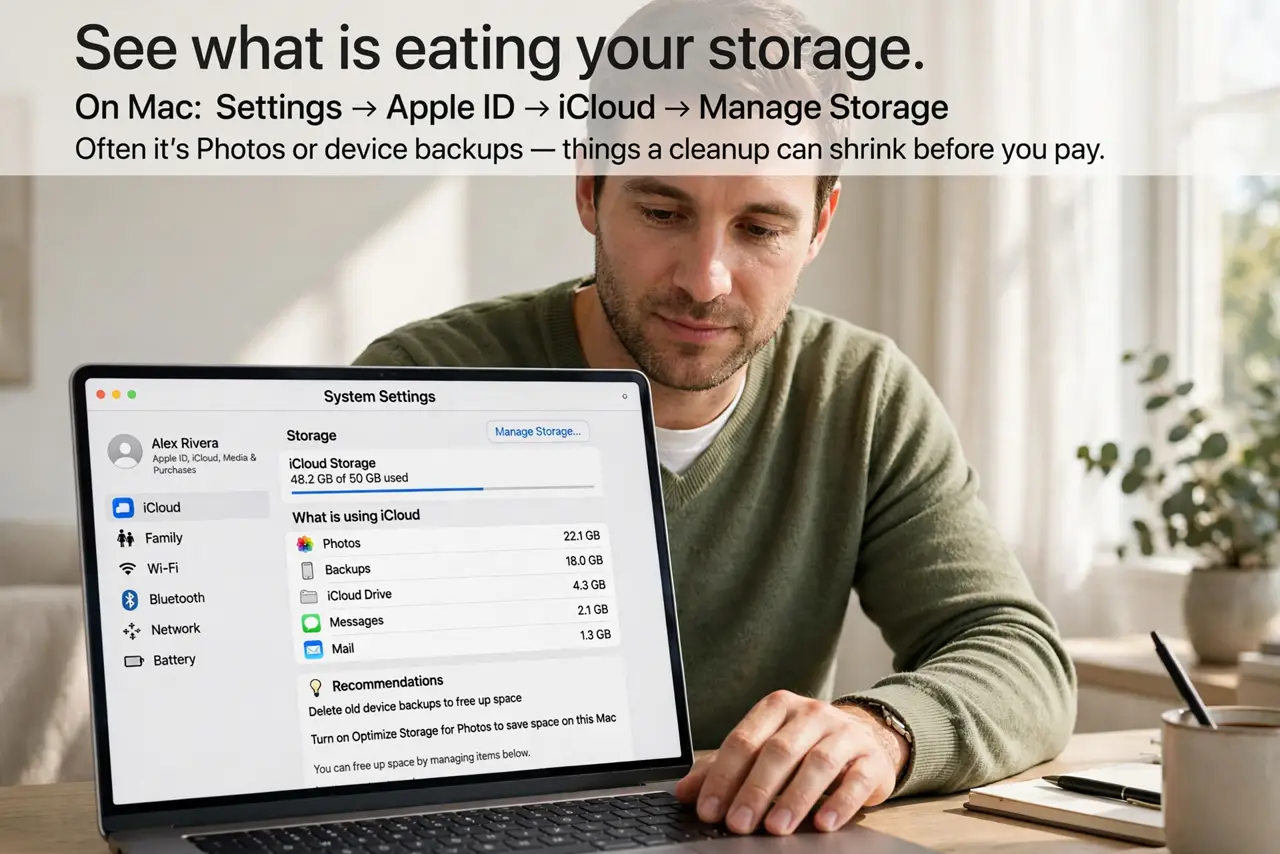 A person performing the first step of the guide: See what is eating your storage.