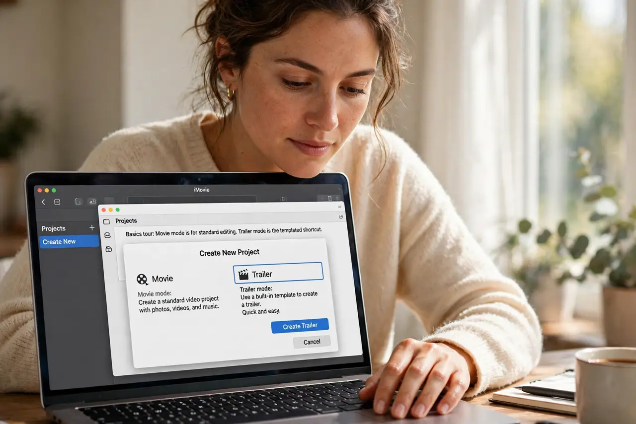 A person performing the first step of the guide: Create a Trailer project.