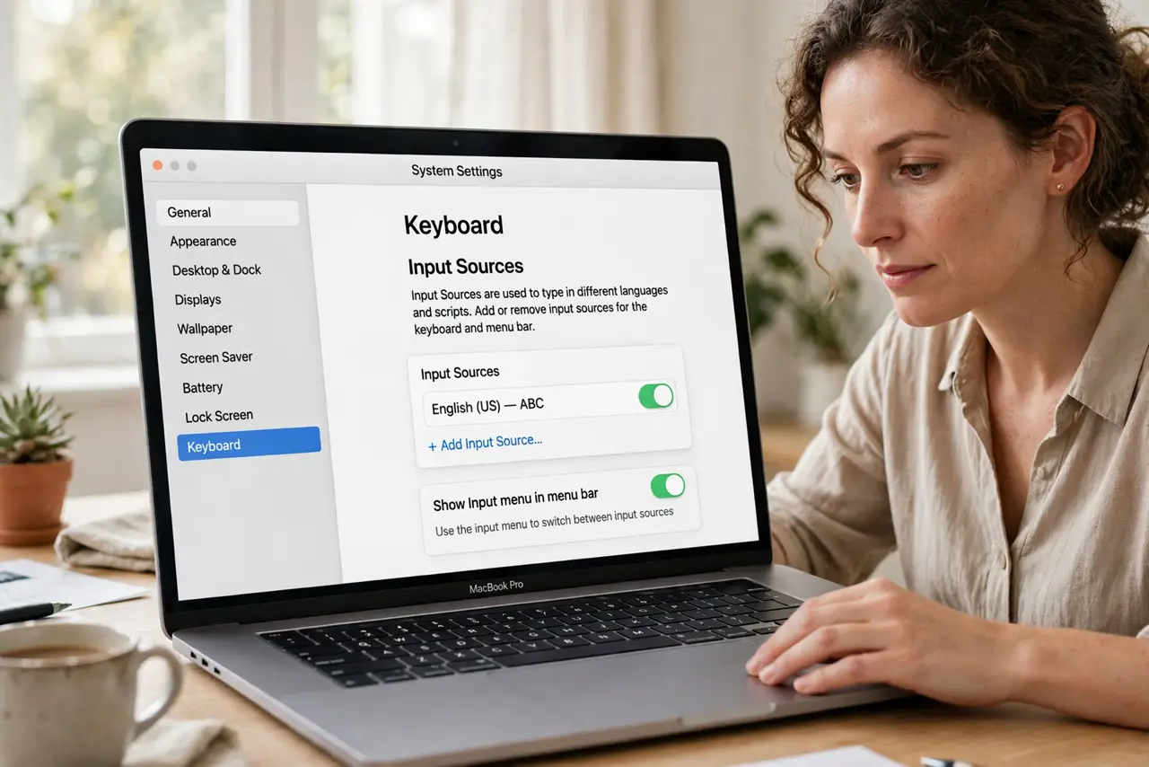 A person performing the first step: Open Input Sources.