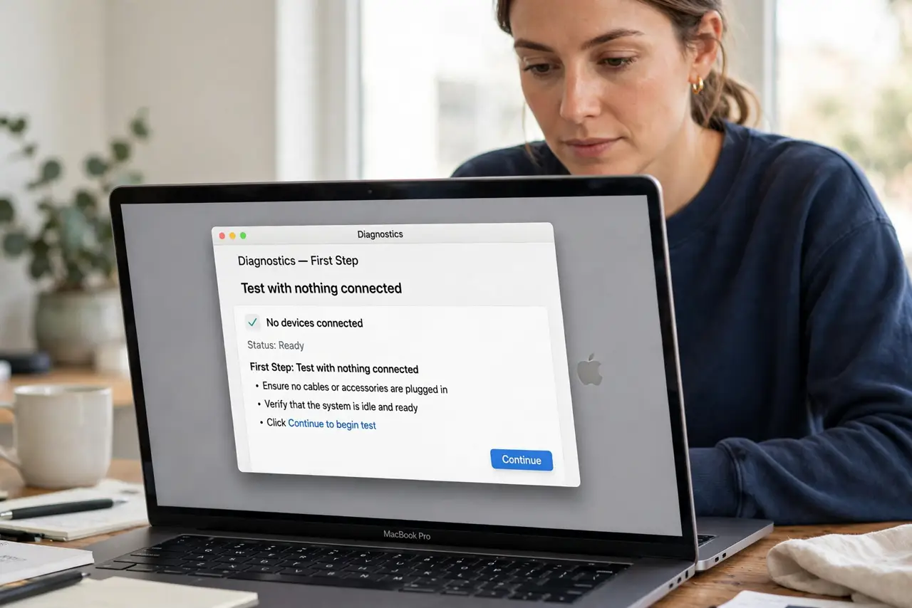 A person performing the first step: Test with nothing connected.