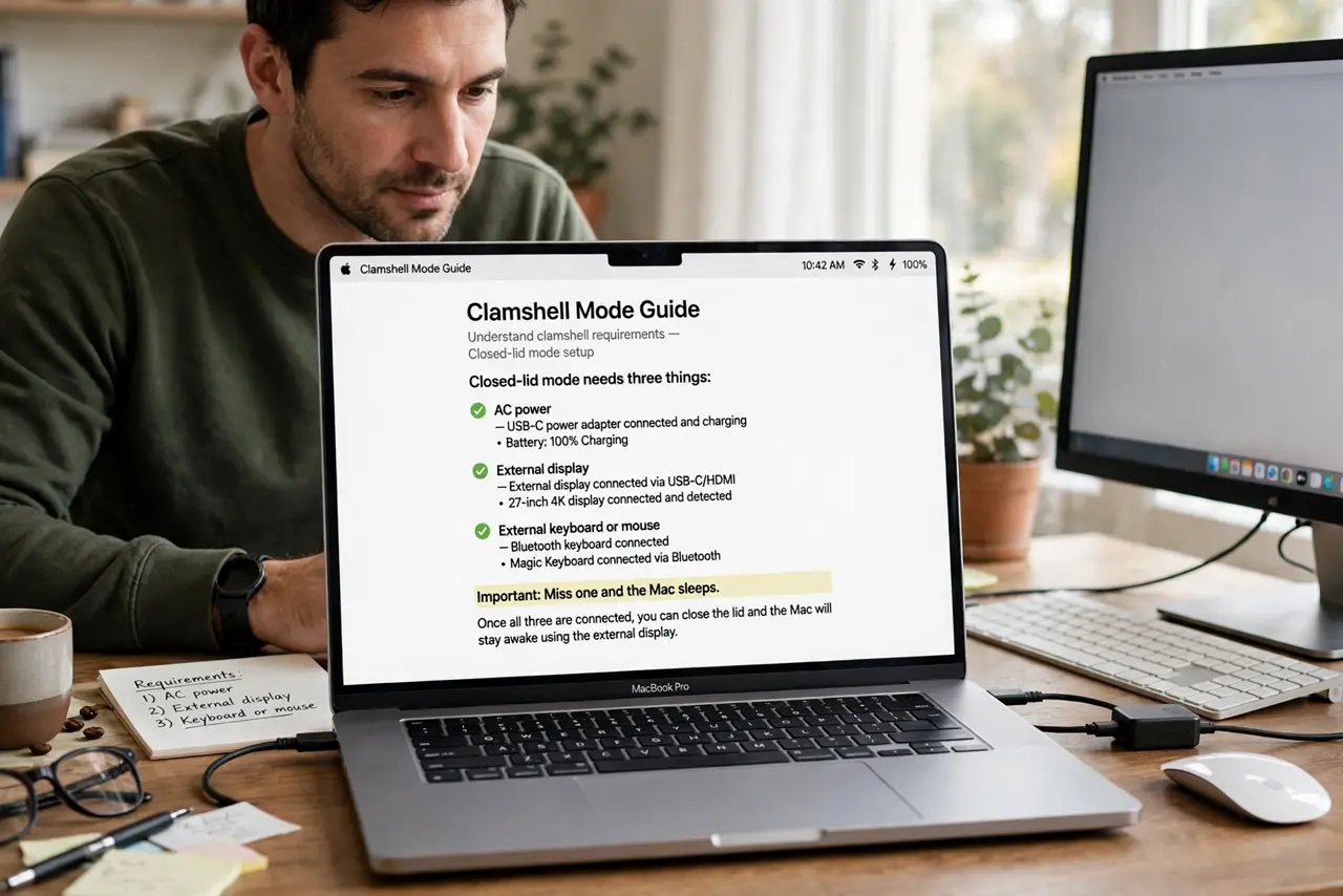 A person performing the first step of the guide: Understand clamshell requirements.
