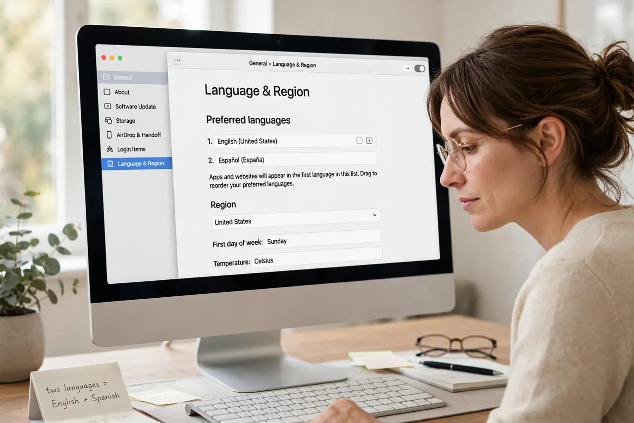 Step 1 in action for Login Screen Shows the Wrong Language: Understand the two language settings.