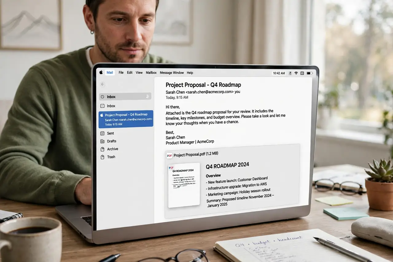 Mail Attachment Previews Show Up Blank — photo showing the situation described in the guide.