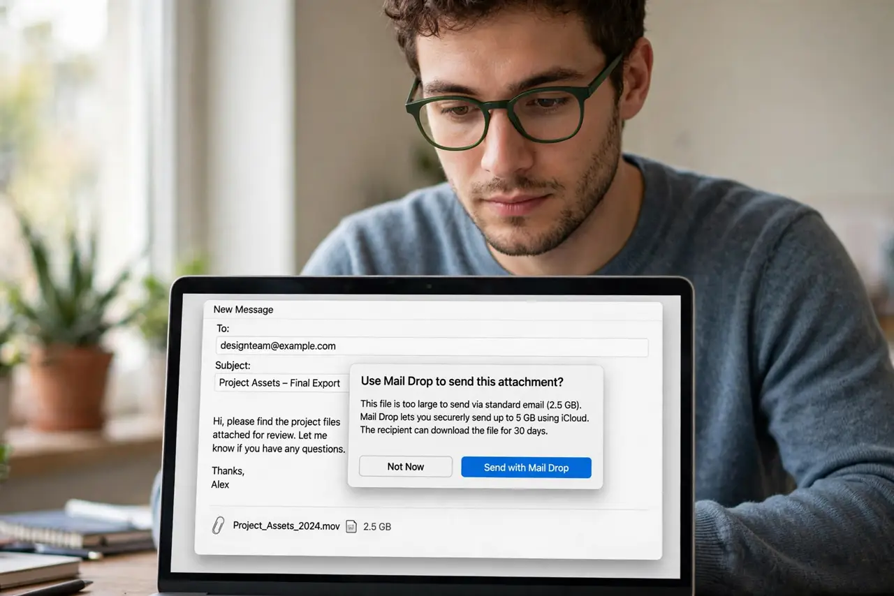 A person performing the first step of the guide: Attach the file normally.