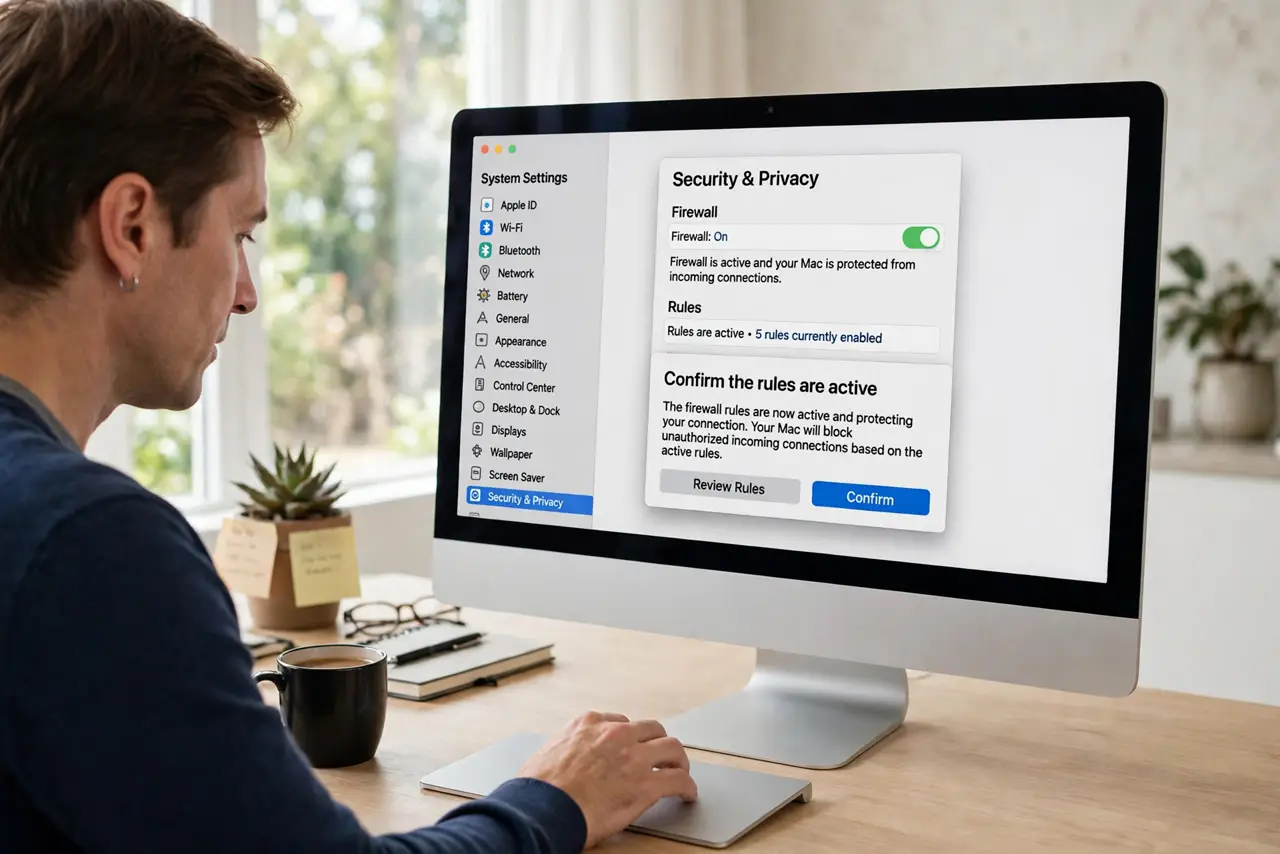 Step 1 in action for Mail Rules Never Run Automatically: Confirm the rules are active.
