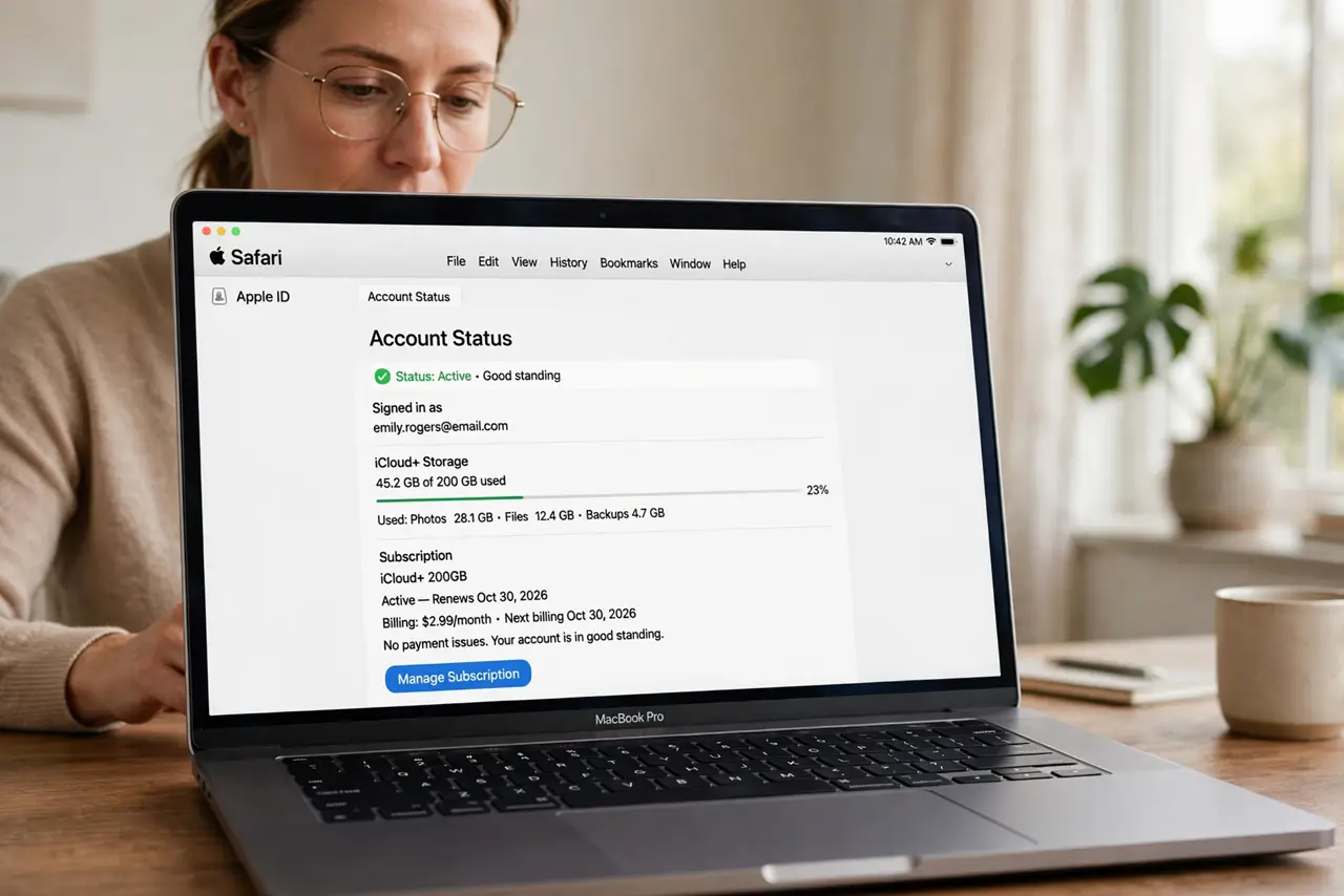 A person performing the first step: Check the account status.