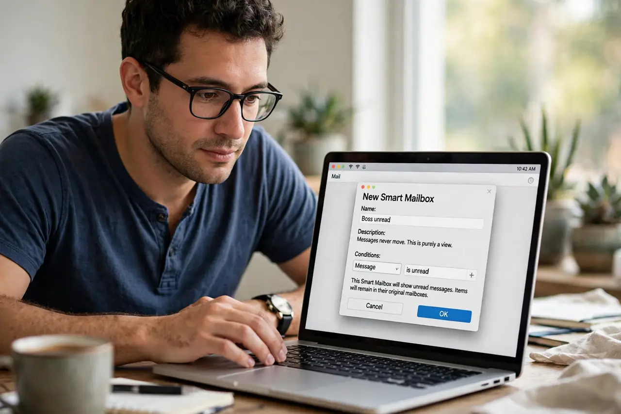 A person performing the first step of the guide: Create your first Smart Mailbox.