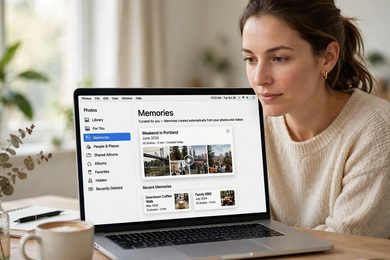 A person performing the first step of the guide: Open the Memories tab.
