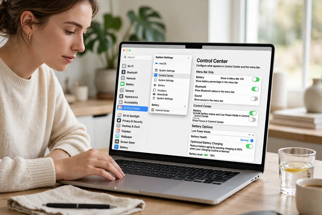 A person performing step 1: Open Control Center settings.