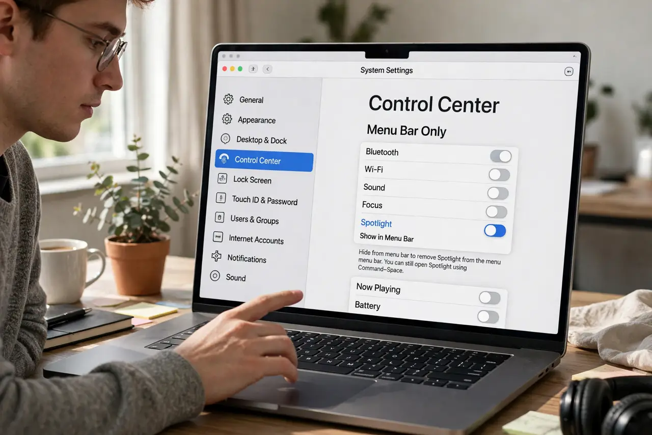 A person performing step 1: Open Control Center settings.
