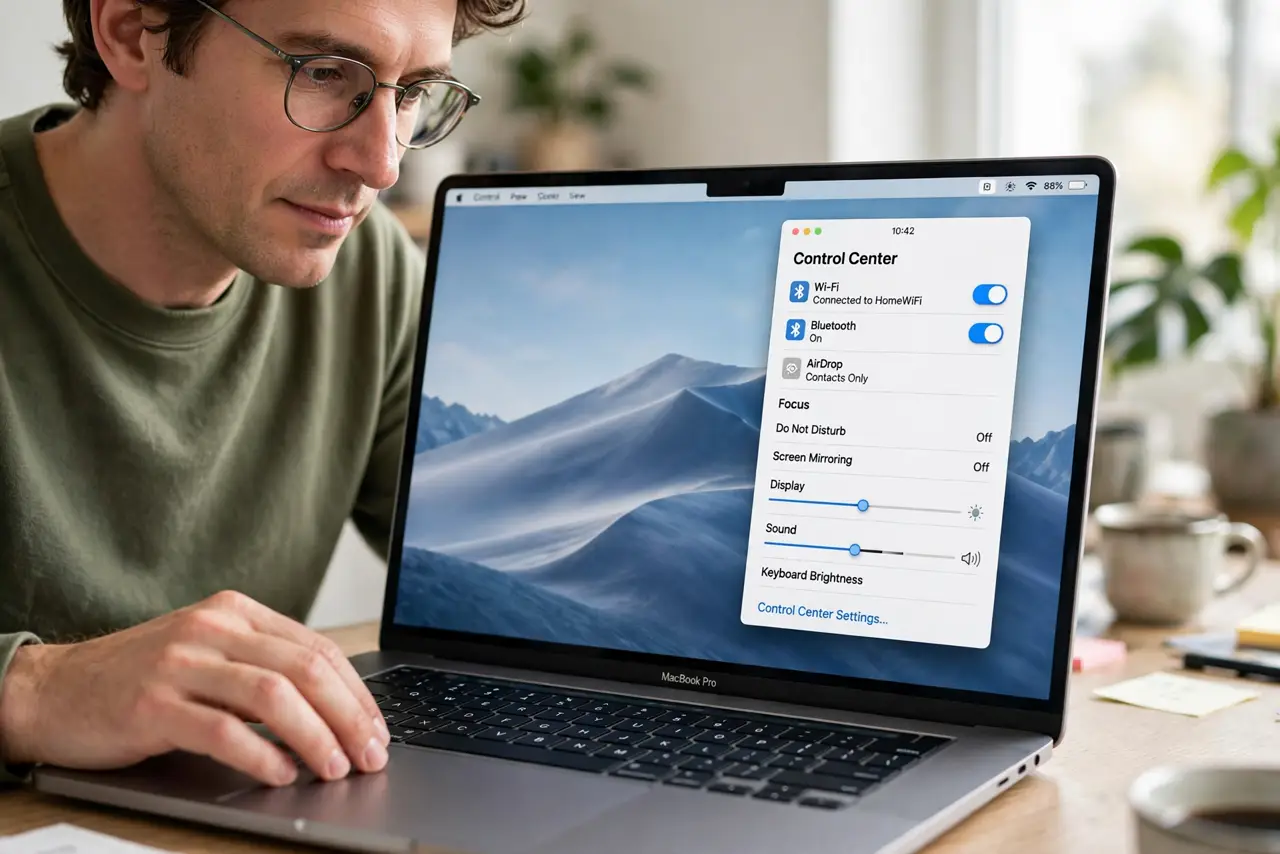 A person performing the first step: Open Control Center settings.