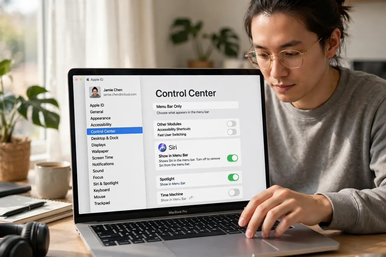 A person performing step 1: Open Control Center settings.