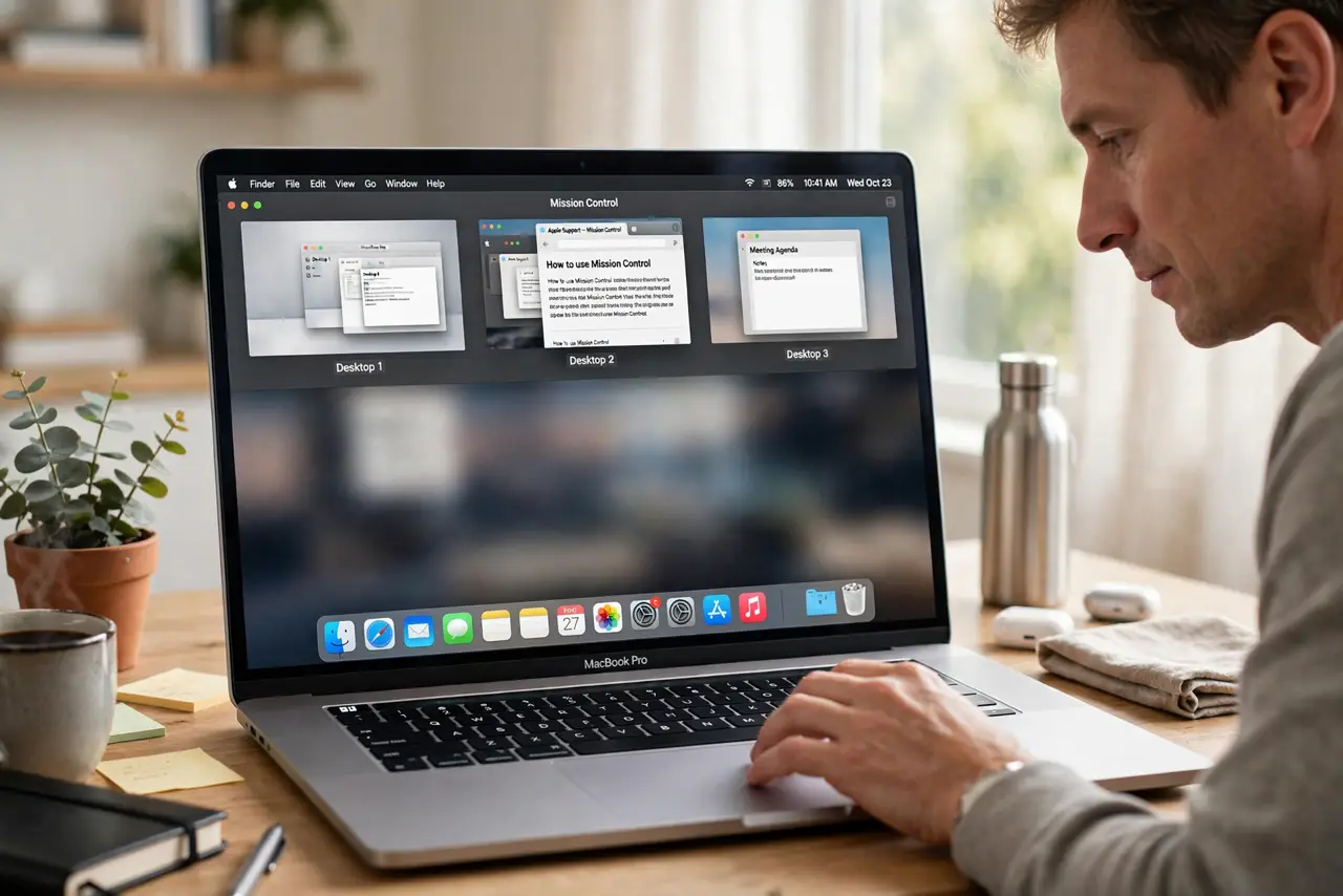 Mission Control Spaces Out of Order? Fix Them — step 1 being performed on the device.