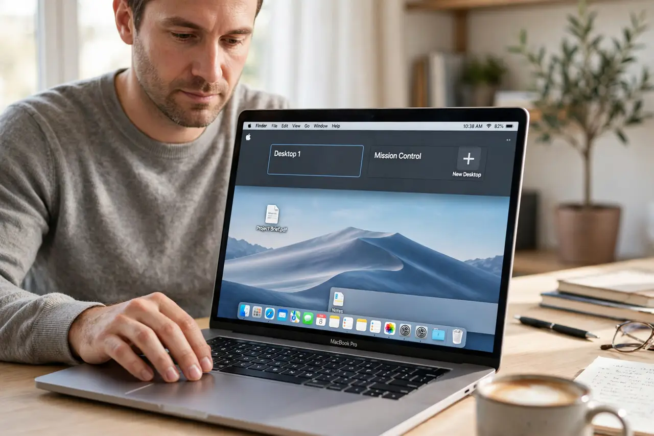 A person performing the first step: Open Mission Control.