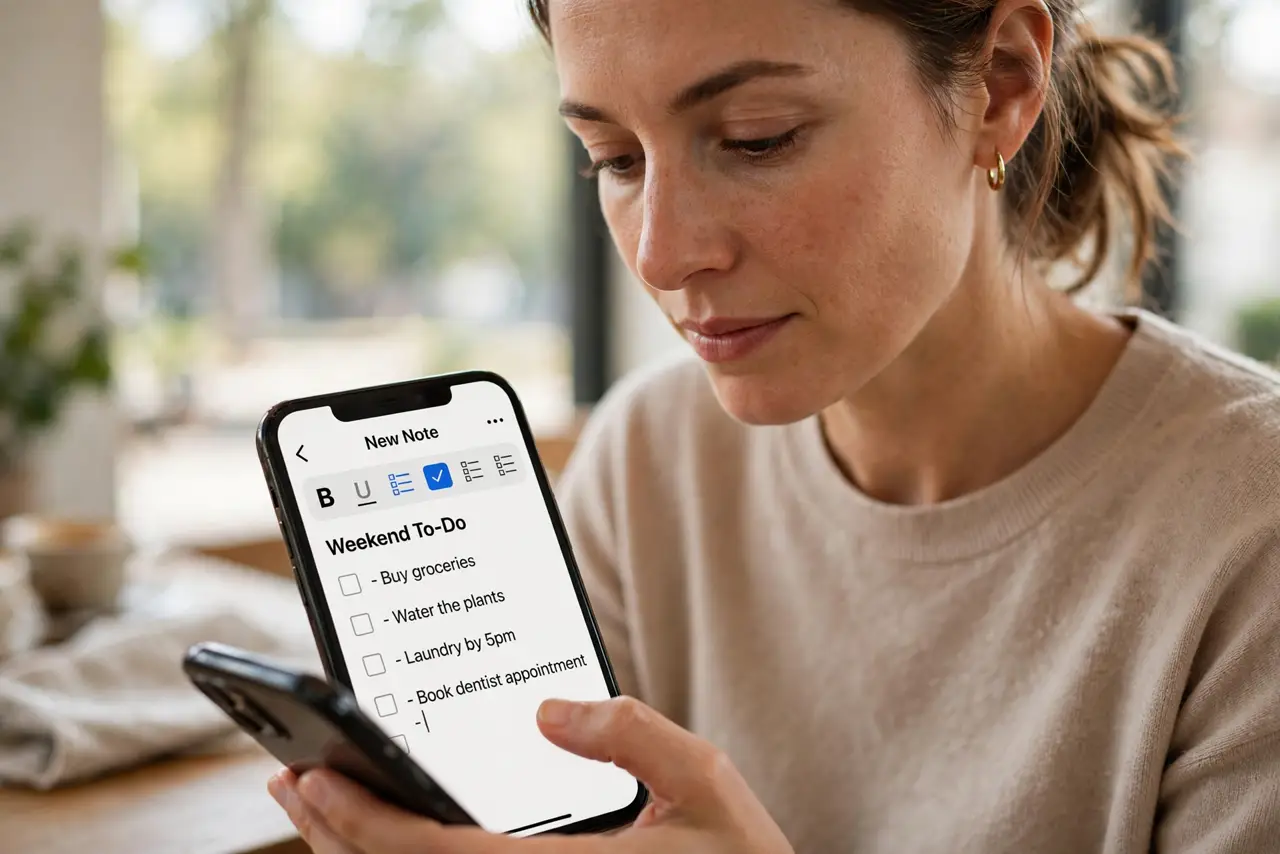 A person performing the first step of the guide: Create a checklist.