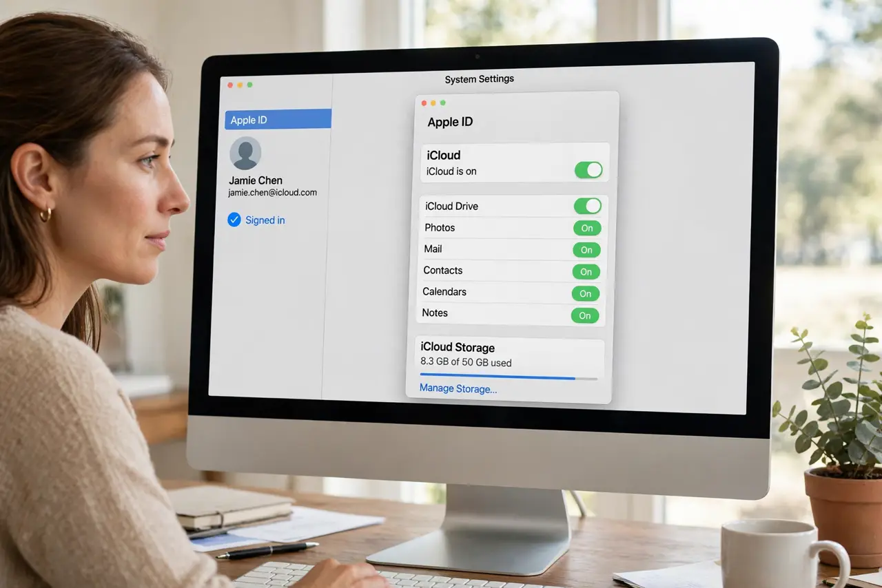 Step 1 in action for Notes Disappeared After a macOS Update: Confirm iCloud is signed in.