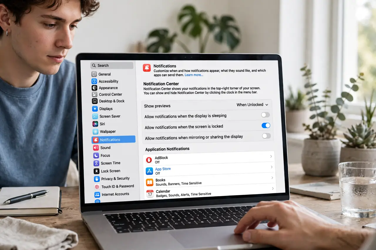 A person performing step 1: Open Notifications settings.