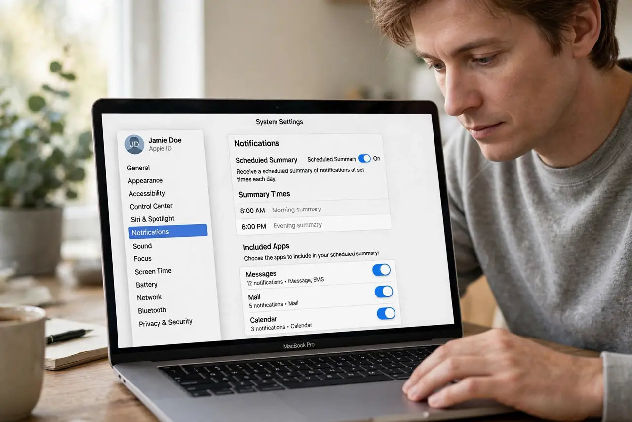 A person performing step 1: Open Scheduled Summary.