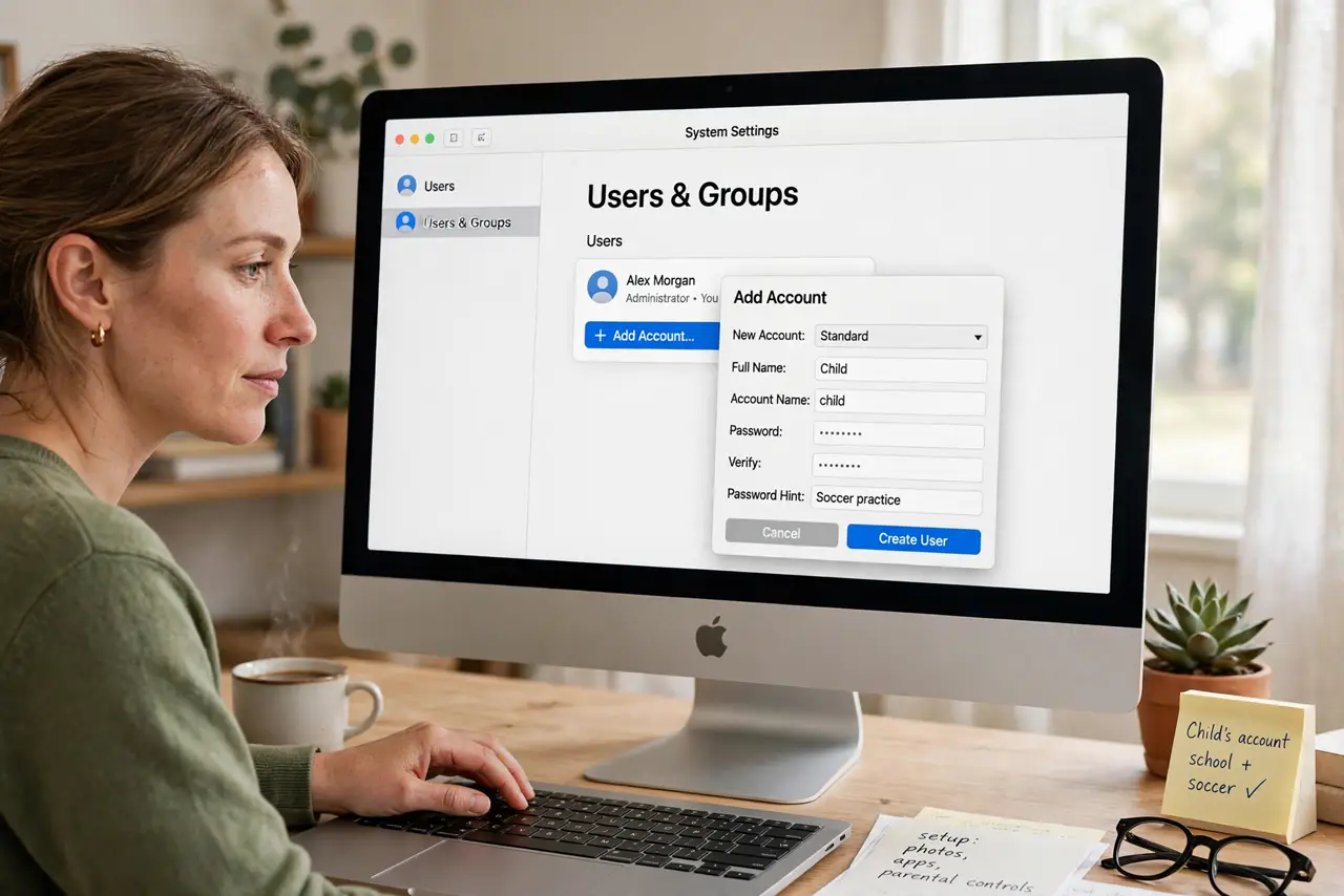 A person carrying out step one: create a separate account for your child.