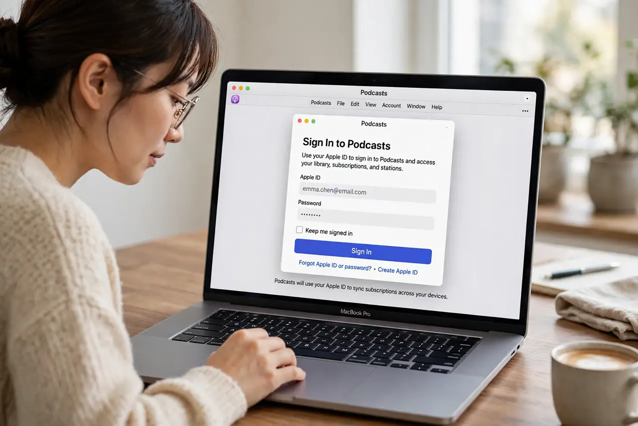 A person carrying out step one: open the app and sign in.