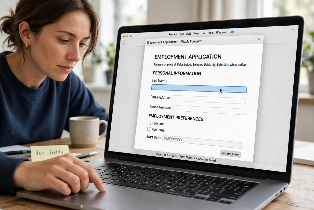 A person performing step 1: Click a field to test it.