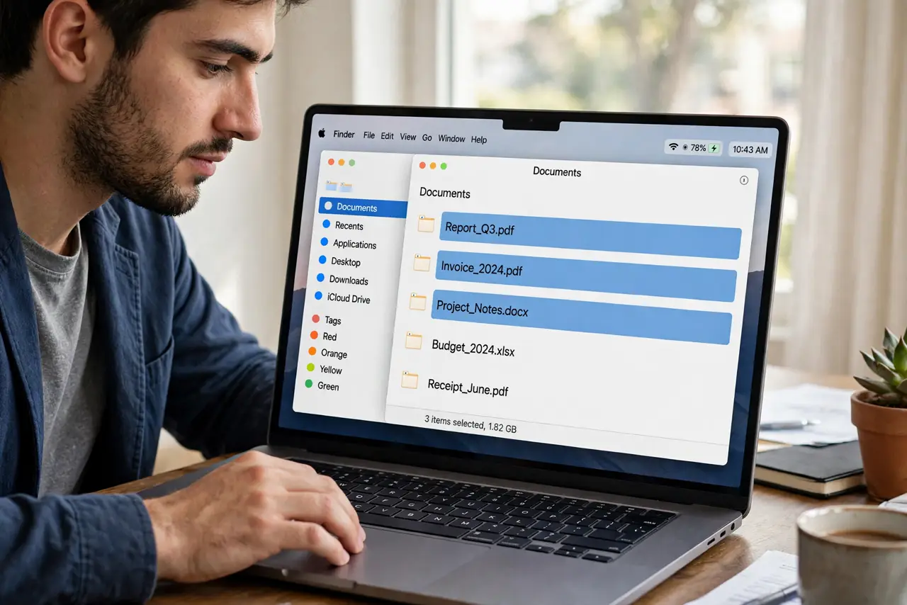 A person calmly performing the guide's first step: Select the files.