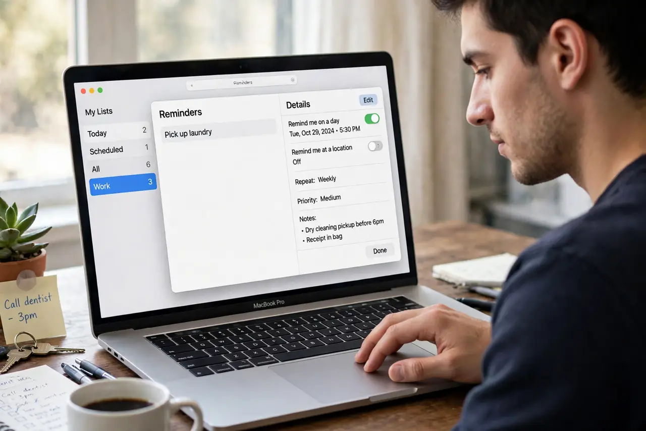 A person performing step 1: Open the reminder's details.