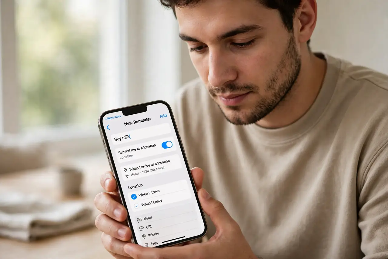 A person performing the first step of the guide: Create the reminder.