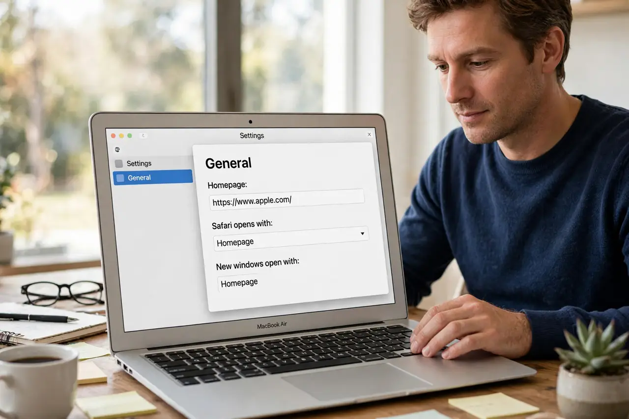 A person performing the first step: Set the home page you want.