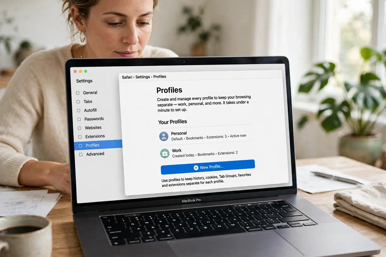 A person performing the first step of the guide: Open the profiles setting.