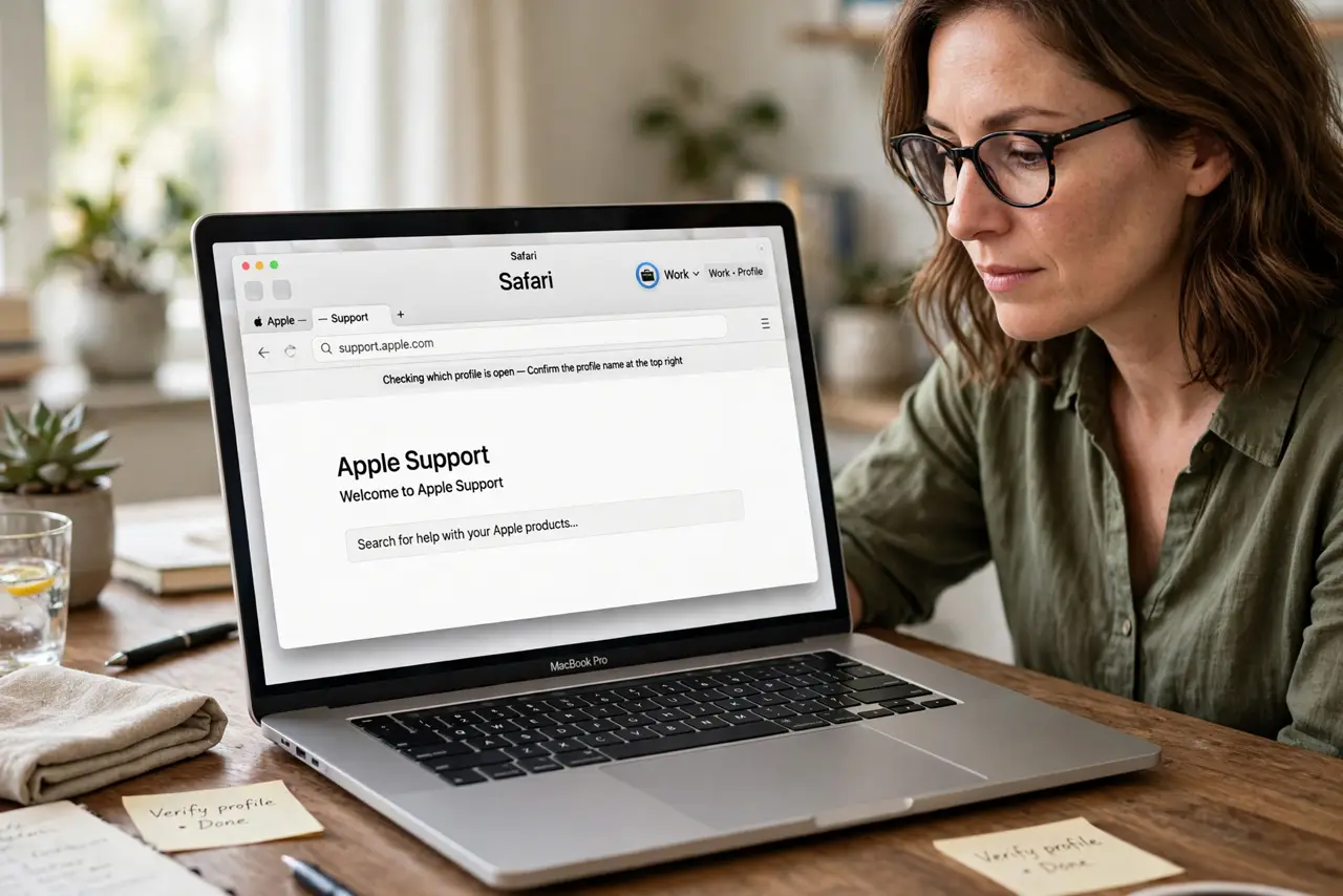 Safari Profiles Mix Up Your Bookmarks — step 1 being performed on the device.