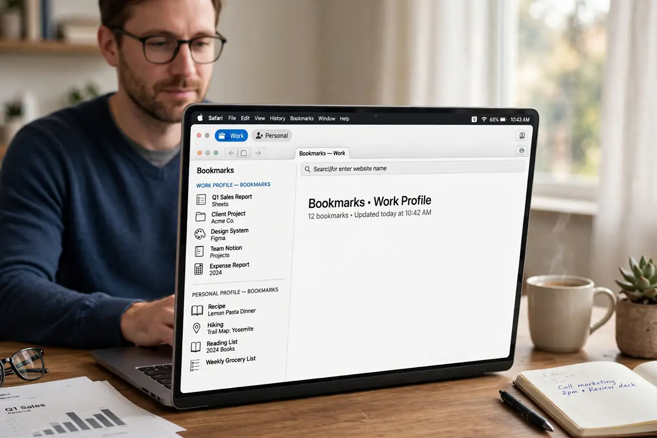 Safari Profiles Mix Up Your Bookmarks — photo showing the situation described in the guide.