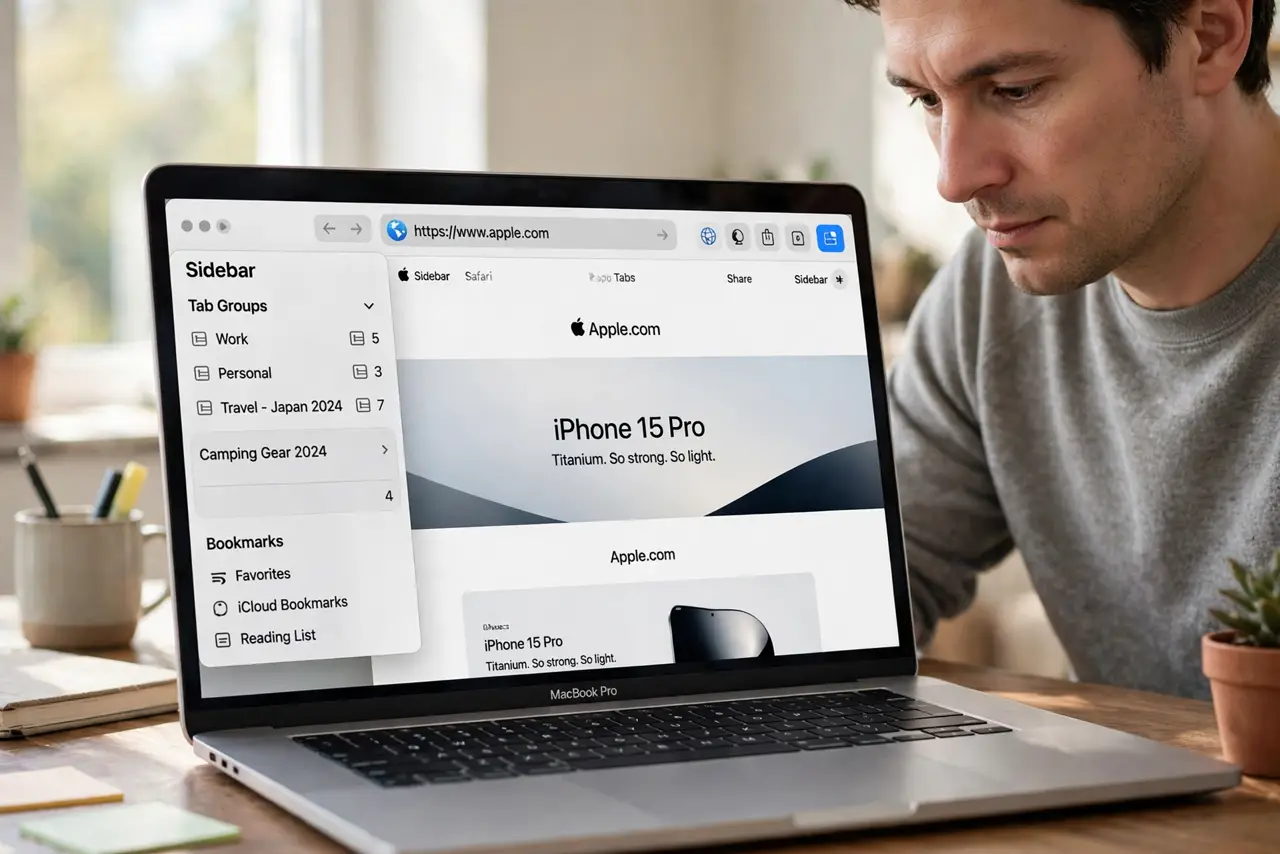 Safari Tab Groups Vanish After Restart — step 1 being performed on the device.