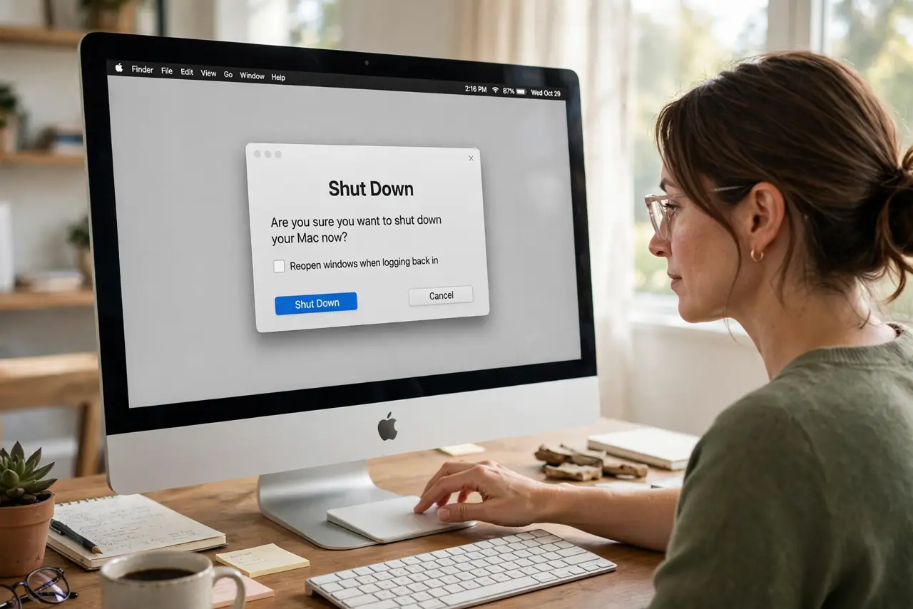 Step 1 in action for How to Boot Safe Mode on Apple Silicon Macs: Shut the Mac down fully.