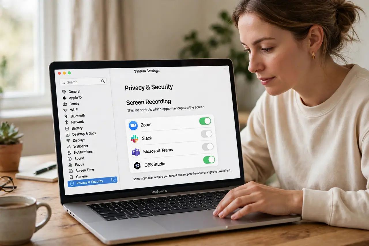 Screen Recording Permission Denied? Fix It — step 1 being performed on the device.