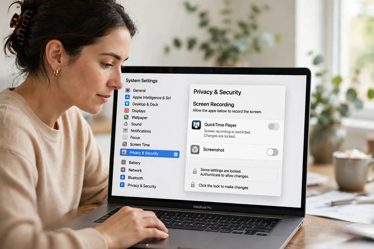 Open the Screen Recording pane.