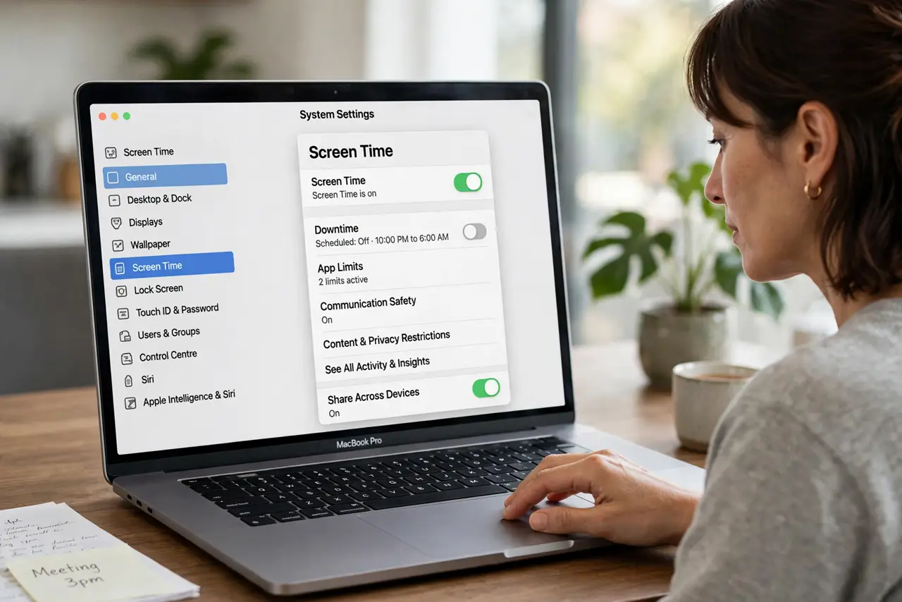 Step 1 in action for Forgot Your Mac Screen Time Passcode: Open Screen Time settings.